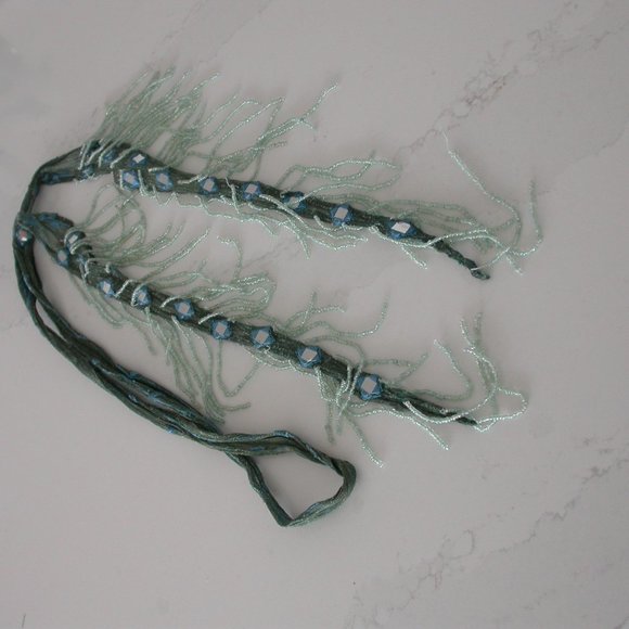 Turquoise Bead and Mirror Scarf - Picture 1 of 4